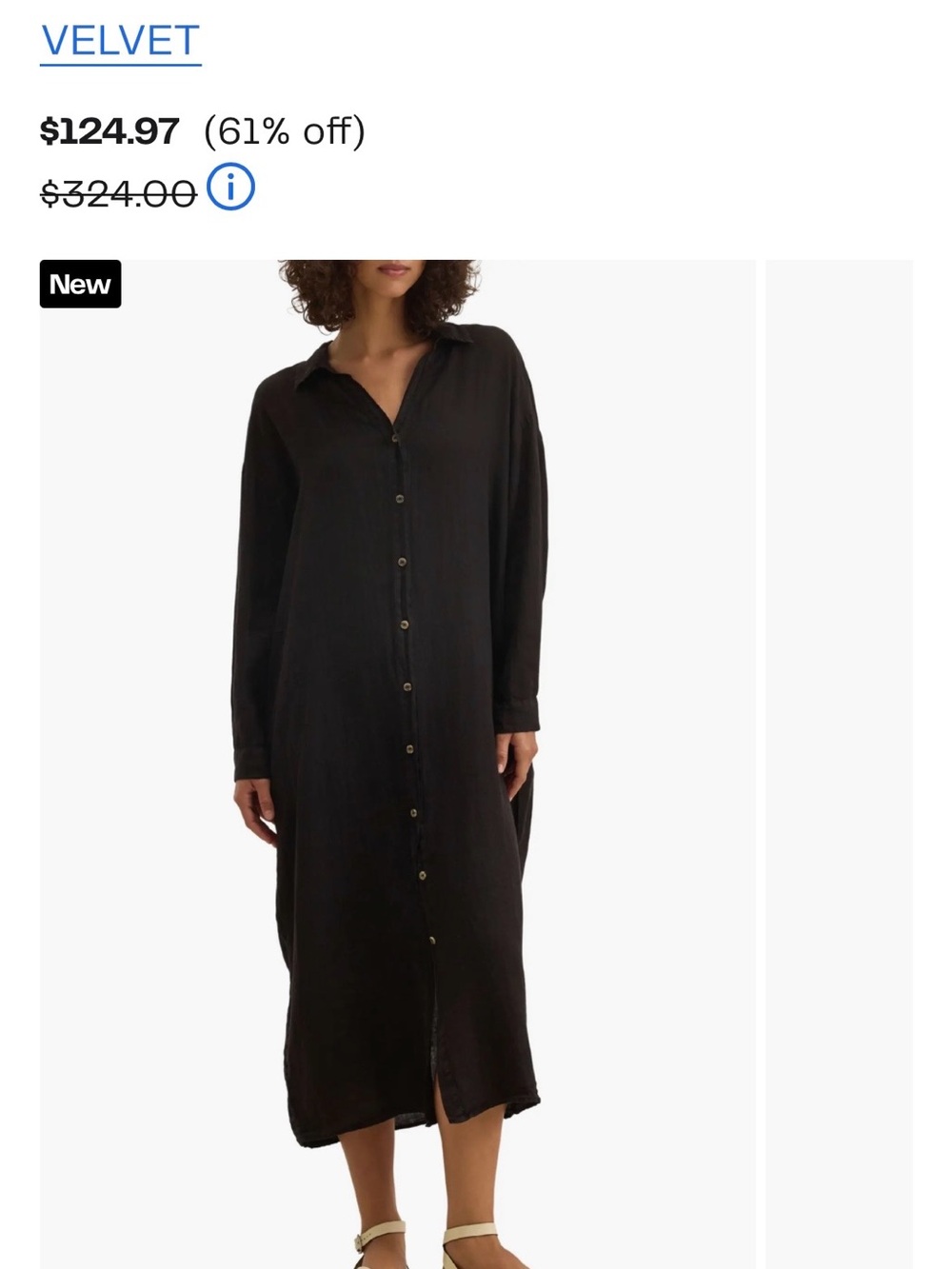 Velvet by Graham & Spencer Navy Blur Linen Button-Front Midi Shirt Dress